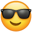 Emoji aurinkolaseilla U+1F60E